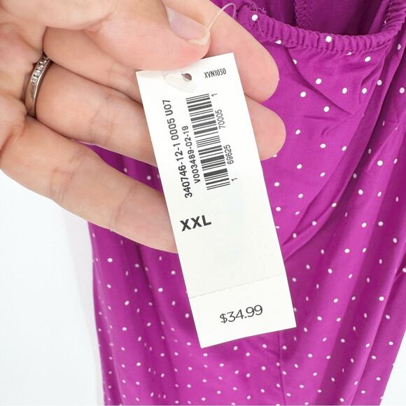 NWT Old Navy V-Neck Maxi Shift Dress In Polka Dot Potent Purple Plus Size XXL - Picture 6 of 11